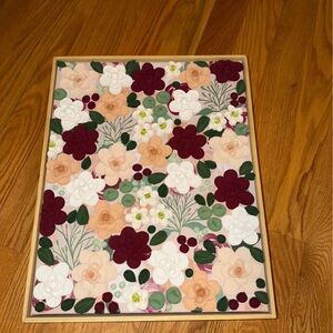 Floral Art Print with Burgundy and Peach Flowers